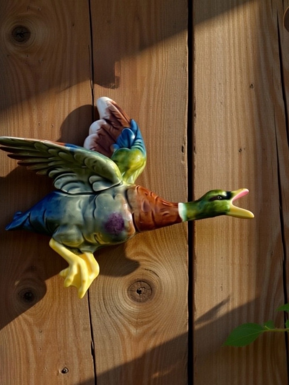 Ceramic Flying Duck Figurine - Multicolor